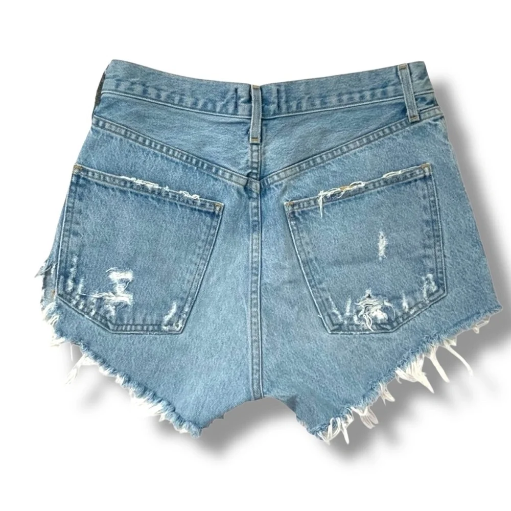 AGOLDE 90’s Denim Cut Off Shorts Distressed High Rise Grunge Blue Size 26 - Picture 3 of 8